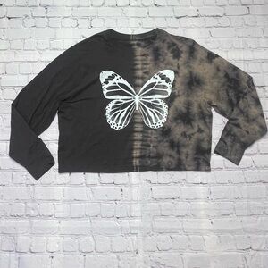 Wild Fable (Target) Butterfly Tie-Dye Long Sleeve Cropped Shirt